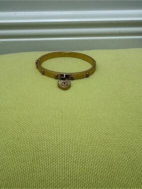 Coach Gold-Tone Heart Lock Charm Bangle Bracelet